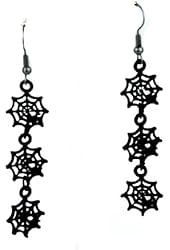 3 Hanging Spider Web Earrings Gothic Jewelry