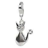 charms SilberDream Katze Charm 925 Sterling Silber Charms Anhänger für Armband Kette Ohrring FC624