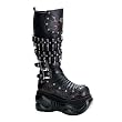 4 Inch Platform MENS SIZING Knee High Boots Gothic Boots Punk Emo Black Miltary Bullets Ammo