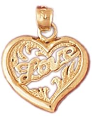 Dazzlers Solid 14k Gold Love Heart Charm Pendant Available in three colors from jewelsberry (weights: 1.4 grams only)