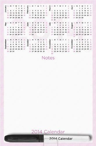 2014 Dry Erase Calendar Fridge Magnet - Premium High Quality with Marker and Clip