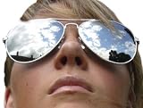 Aviator 70's Style Classic Mirror Chrome Silver Sunglasses with Genuine Glass Lens