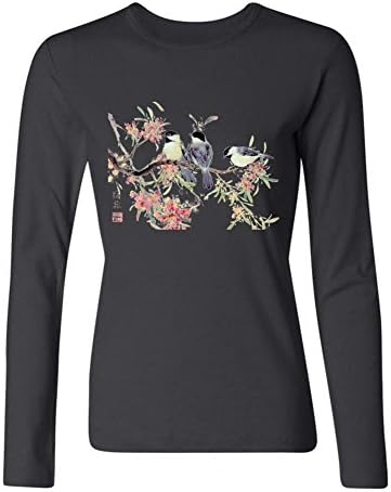 KPDYOD Womens Custom 100% Cotton Contentment Chestnut Backed Chickadees T Shirts