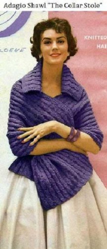 ADAGIO SHAWL – A Vintage Knitting Pattern For Your KINDLE! (E-Book Download) ebook knit knitted stole yarn craft