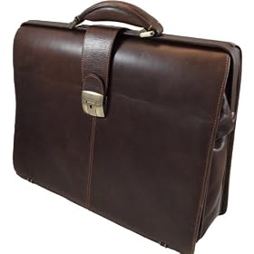 Passage2 - Leather Mens Lawyers Briefcase (Brown)