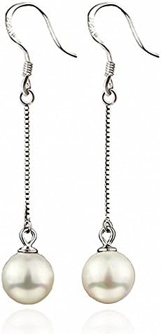 Fashion For Sale White Women Silver Earring Pearl Ball Long Hanging Tassel Fishfook Earring For Men