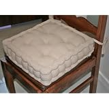 Homescapes Beige Taupe Dining & Garden Chair Booster Cushion or Seat Pad, 100% Cotton with supportive filling. Also useful during pregnancy & post operation care with 10cm lift.by Homescapes
