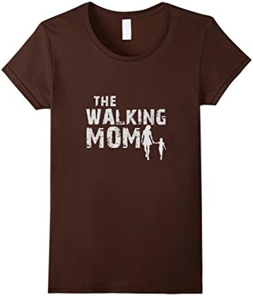 Women's Walking Mom T-shirt | Funny Shower Gift Mother's Day Dead Medium Brown