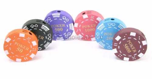 WHOLESALE LOT OF 6 NEW POKER CHIP LIGHTERS