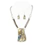 Silver Burnished Turquoise Casting Necklace Earrings Set Fashion Jewelry
