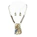 Silver Burnished Turquoise Casting Necklace Earrings Set Fashion Jewelry