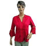 Bohemian Fashion Hot Pink Bollywood Designer Sleeves Womens Blouse Tunic Top Small Size