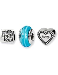Sterling Silver Mother Boxed Charm Set for 3mm Bracelets