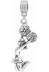 "Cheerleader" Dangle Charm For Snake Chain Charm Bracelet
