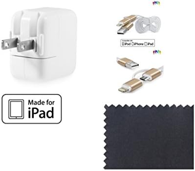 iPad Charger Kit By The Five Guys - Includes A 3ft USB Lightning Charger &amp; A 12w Wall Plug Adapter - Apple MFi Certified - Compatible With All Apple 8 Pin Products &amp; Supports All Micro USB Devices