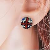 Swarovski Crystal 'Union Jack' 8mm Sterling Silver Shamballa Earrings