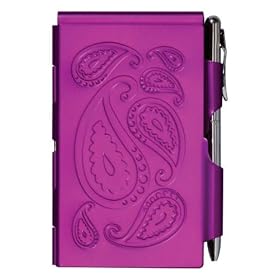 FLIP NOTE Purple Paisley METAL NOTEPAD pen memo pad set by Wellspring Gifts