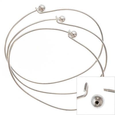Silver Plated Wire Beading Bracelet With Ball - Add A Bead (3 Bracelets)