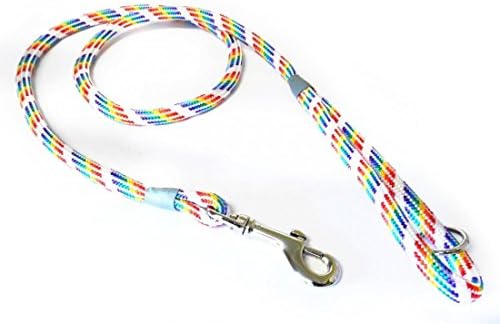 KJK Ropeworks Braided Clip Lead with Rubber Stop - 8mmx120cm - White Rainbow