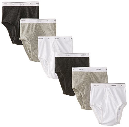 Jockey Big Boys' 6 Pack Grey and White Brief