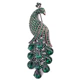 Vintage Style Emerald Green Peacock Brooch