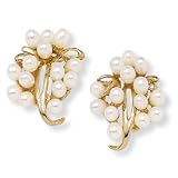Goldtone Metal Cultured Freshwater Pearl Cluster Clip-On Earrings