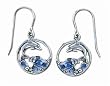 Solid Sterling Silver Color Crystal Dolphin Earrings