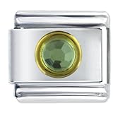 Circle August Peridot Color Birthstone Italian Charms