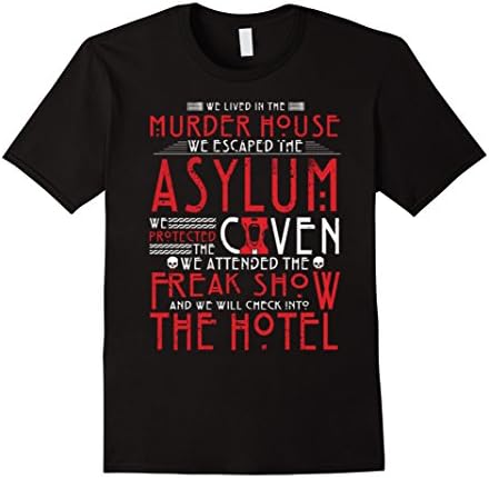 Men's AHS Murder House, Asylum, Coven, Freak Show, Hotel Shirt Medium Black
