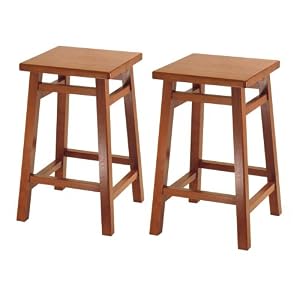 Winsome Wood Oversized Square Seat 24-Inch Counter Stool, Set of 2
