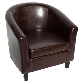 Brown Faux Leather Tub Chair