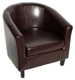 Brown Faux Leather Tub Chair