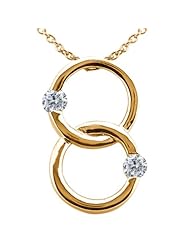 0.50 Ct Round G/H I1 Diamond 925 Yellow Gold Plated Silver Pendant