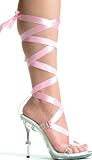 458-Ballerina Clear Sandals With Interchangeable Leg Wrap Ribbons High Heel Shoes