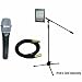 Pyle Mic and Stand Package - PDMIK5 Dynamic Cardioid Microphone - PMKSPAD1 Multimedia Microphone Stand With Adapter for iPad 2 (Adjustable for Compatibility w/iPad 1) - PPMCL15 15ft. Symmetric Microphone Cable XLR Female to XLR Male