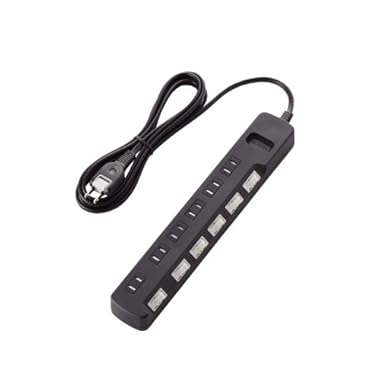 ELECOM 電源タップ 雷ガード 省エネ 個別スイッチ ホコリシャッター付 6個口 2.5m ブラック T-K04-2625BK