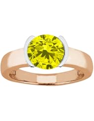 1.10 Ct Round Canary SI1/SI2 Diamond 14K Rose Gold Ring