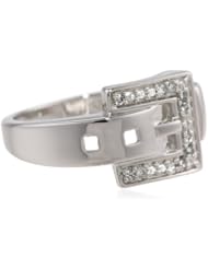 10k White Gold Diamond-Accent Buckle Ring