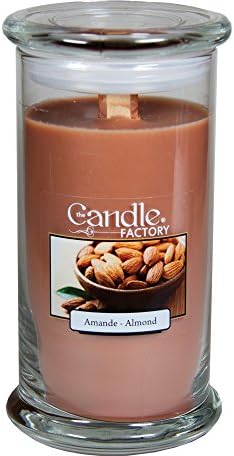 The Candle Factory Large 15-Ounce Jar WoodWick Crackling Candle, Almond
