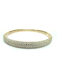 EWB110338P-M Rose Gold Plated Sterling Silver Bangle Bracelet with Multi Row CZ in Pave Setting