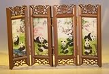 Bonsai Boy's Mini Shoji Screen With Glass Framed Pictures of Panda Bears on Both Sides