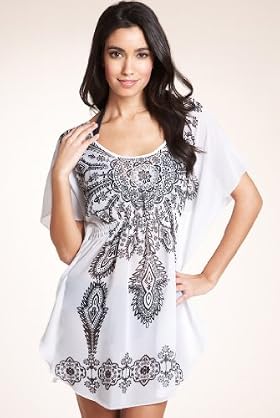 Scoop Neck Scatter Floral Print Kaftan