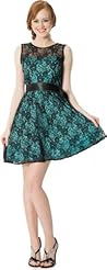 Fit-and-Flare Polyester/Satin Lace Vintage Prom Dress 