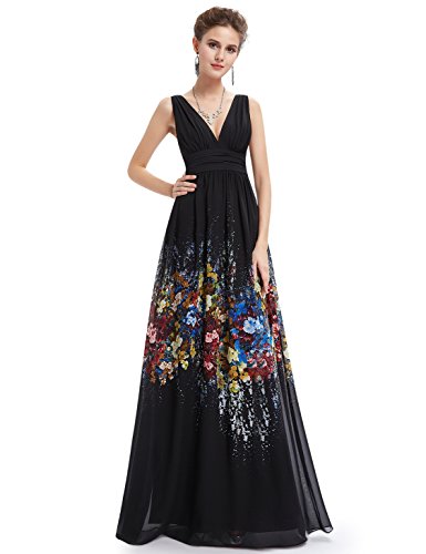 Ever Pretty Floral Printed Sleeveless V Neck Maxi Dress 08724
