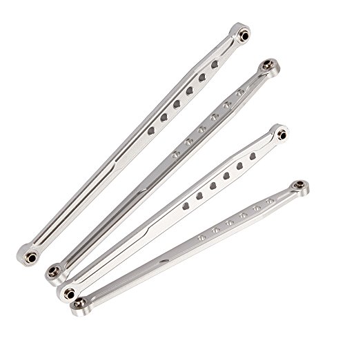 Aluminum Front/Rear Lower Suspension Link Rod Linkage for AXIAL SCX10 Electric 4WD Silver Set of 4