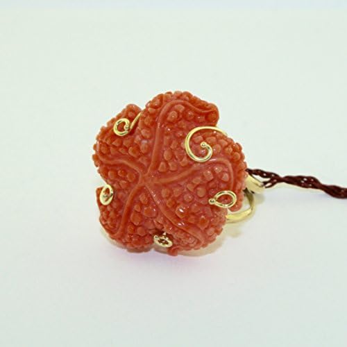 Rajola 18k Yellow Gold Starfish Carved Coral Ring