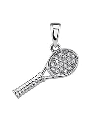14kt White Gold Diamond Tennis Racquet Pendant