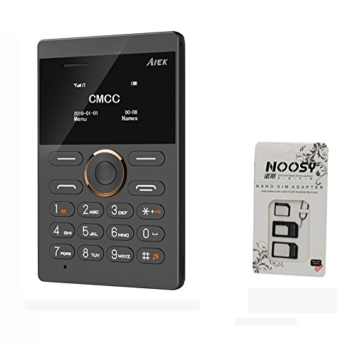 FsmartÂ® S5 Unlocked Quadband Mini Phone Ultra Slim Credit Card Phone Support 8GB TF Card Music Phone With SIM Card adapter Free Gift(Black)