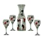 ArtisanStreet's 5-Piece Carafe & Wine Glass Set. Hand Painted in Black & Red Playing Cards Design. Made to Order, Signed by Artisan
