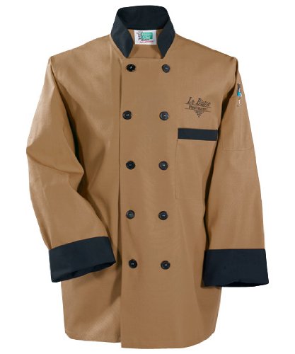 Fashion Chef Coats, Khaki w/Black Trim, X-Large